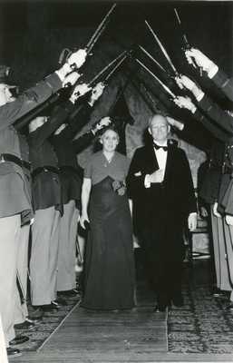 James M. Hamilton and Florence Hamilton Walking Beneath an Arch of Swords, 1939