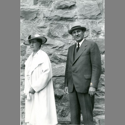 Alfred Atkinson facing the camera and Barbara Atkinson looking into the distance, 1943