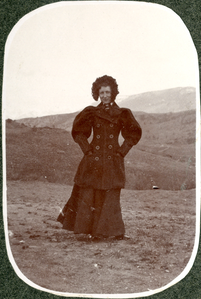 Woman in Bonnet Against Rolling Hills, c. 1895