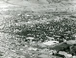 Aerial view of Montana State College Campus with Linfield Hall in the bottom right corner