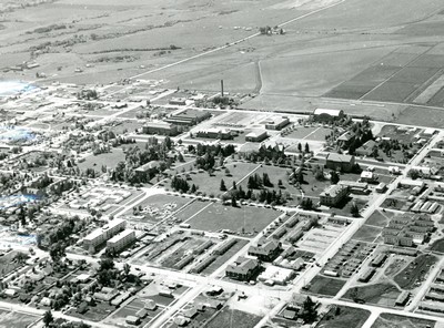 Aerial view Montana State College Campus from the northwest, 1954