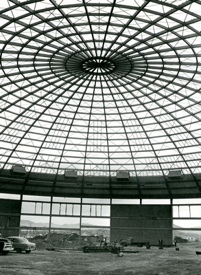 Interior view of construction on the Brick Breeden Fieldhouse