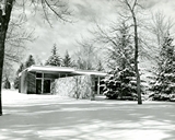 Entrance to Danforth Chapel in snow