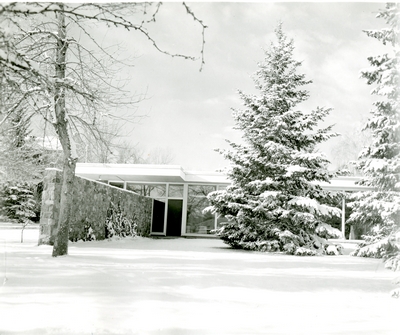 View of Danforth Chapel from the east,  in snow