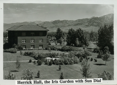 Herrick Hall, the Iris Garden with Sun Dial