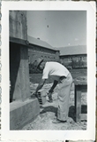 Building the brick walls of MSC Library, 1948