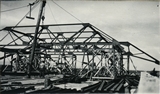 Roof trusses during the construction of Roberts Hall, 1922