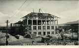 Brick work and structural steel of the construction of Roberts Hall, 1922