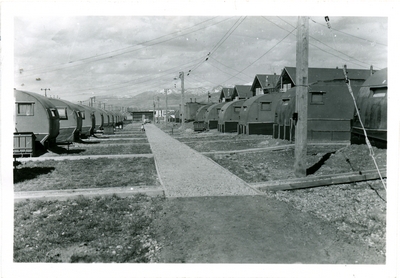 Trailer Village back of barracks, 1947
