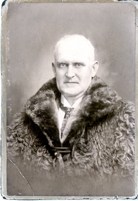 Portrait of Sloan M. Emery in a fur coat.