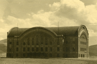 Romney Gym north entrance with no trees or landscaping, 1931