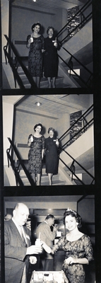Unidentified people with glasses of milk, part of the D.M. Short Course, 1958/1959