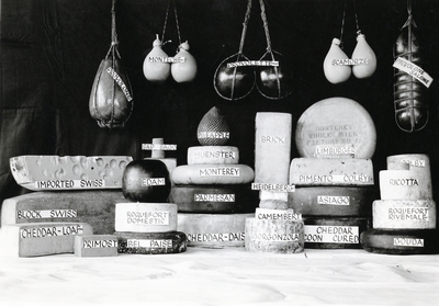A variety of cheeses, part of the D.M. Short Course, 1957