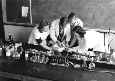 Students work in a lab during High School Week