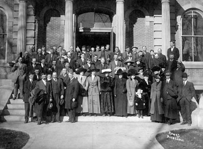 F.S. Cooley and others at the Farmers Institute