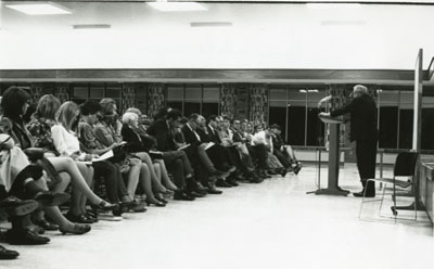 Henry Steele Commager giving a speech, 1970