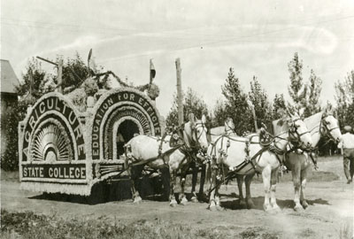 Agriculture State Collage parade float for the Sweet Pea Carnival