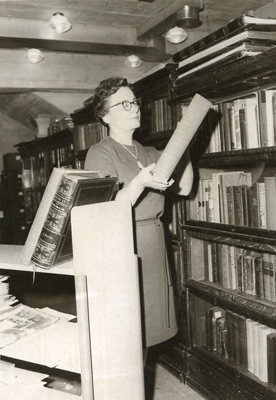 Miss Paugh at the Library