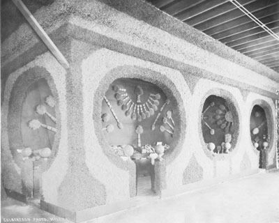 An exhibit displaying produce and grains at the Montana State Fair