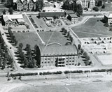 Campus with Romney gym in the foreground, 1947.