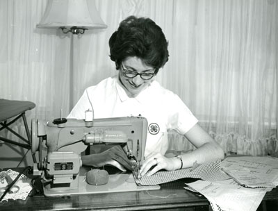 Sue Kosty from Miles City, Montana, at the Sewing Machine