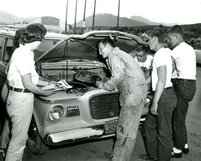 Ron Klessens works with the 4-H Automotive Club