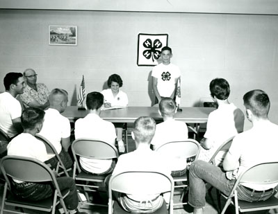 President LeRoy Gabel Talks to the Huntley, Montana, 4-H Group During a Regular Meeting.