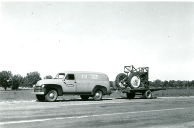 The Montana Extension Service 4-H Tractor Program Truck, Hauling a Trailer