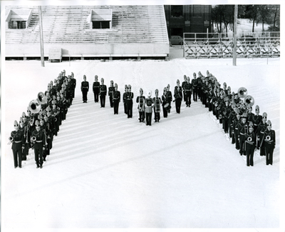 Bobcat Marching Band in the shape of