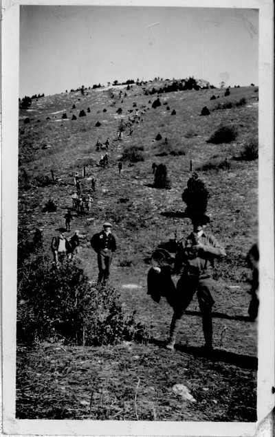Students descending Mount Baldy on "M" Day