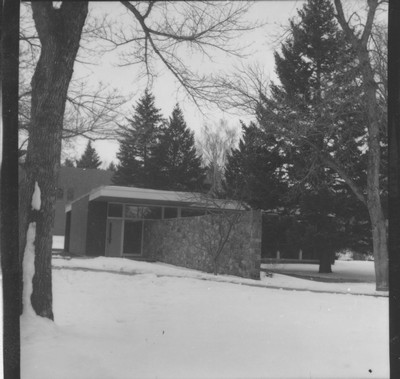 Entrance to Danforth Chapel in winter
