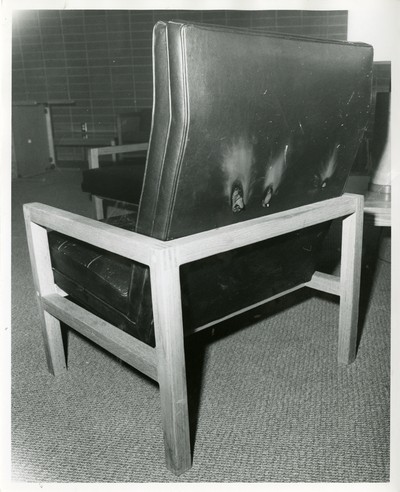 Burned Chair in Hedges Hall