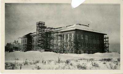 Roberts Hall Under Construction in Winter