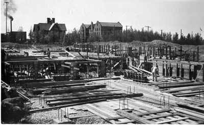 Roberts Hall Under Construction Postcard