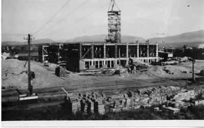 Roberts Hall Under Construction Postcard