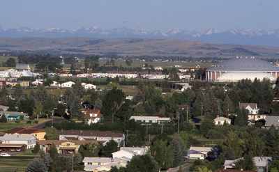 Campus view showing the Tennis Bubble and Wally Byum trailers