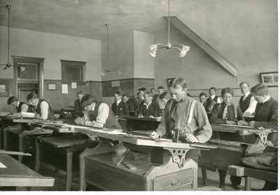 Men working at drafting tables in Montana Hall, 1906-1907