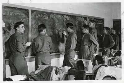 ROTC members solving math equations
