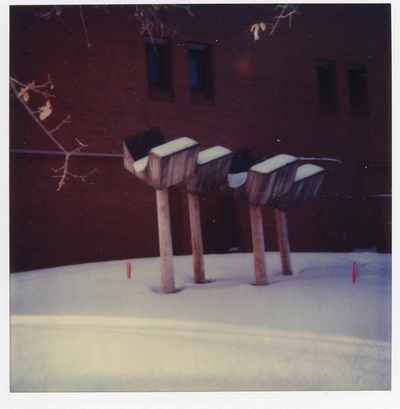 Snow scoop sculpture north of Wilson Hall, 1985
