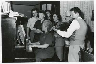 Group of foreign students singing, 1952