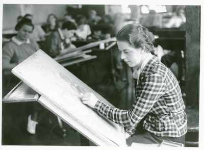 Female student drawing, 1939
