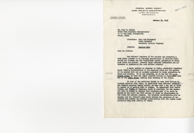 America Eats - Correspondence - Washington D.C. - Commissioner of Work Projects to Idaho State Work Projects Administrator