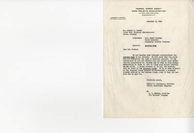 America Eats - Correspondence - Director of Public Activities Programs to State Work Projects Administrator Dec. 2 1941