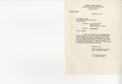 America Eats - Correspondence - Director of Public Activities Programs to State Work Projects Administrator Dec. 16 1941 COPY