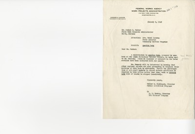 America Eats - Correspondence - Director of Public Activities Programs to State Work Projects Administrator Jan 5 1942