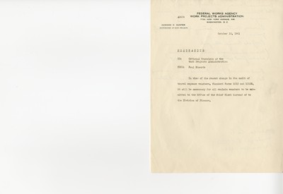 America Eats - Correspondence - Paul Edwards to Official Travelers of the Work Projects Administration