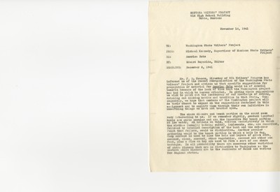 America Eats - Correspondence - Michael Kennedy to Washington State Writers