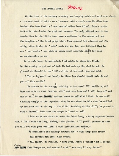 America Eats - General Essays - The Homely Cowboy Story