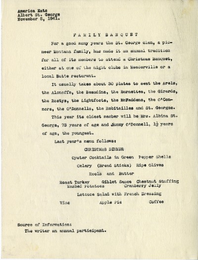 America Eats - General Essays - Family Banquet