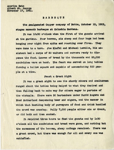 America Eats - General Essays - Barbeque